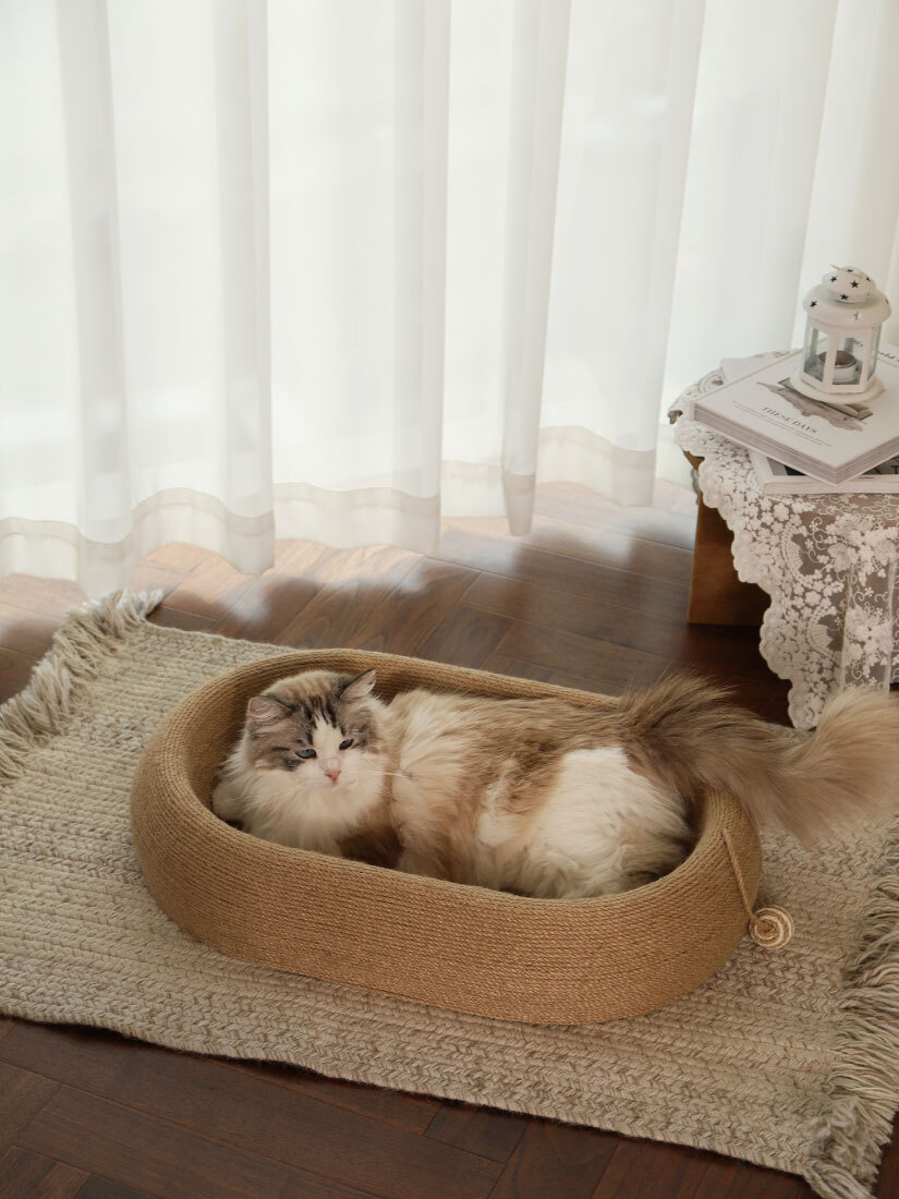 喵仙兒-肉桂棕深凹劍麻貓睡窩