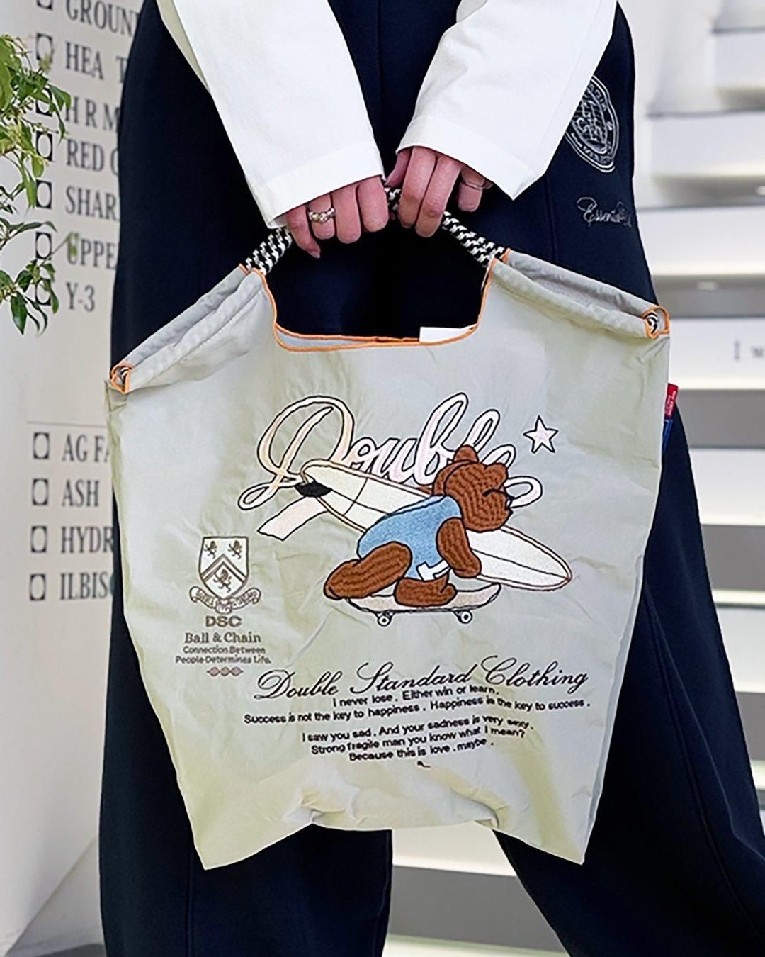 Ball＆Chain 刺繡環保購物袋 M號 - 淺灰 (040000625184)