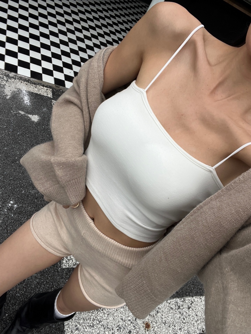 羊絨磨毛細肩平口背心(附胸墊)*4色