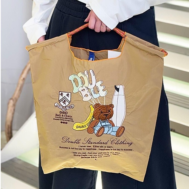 Ball＆Chain 刺繡環保購物袋 M號 - 卡其 (040000525103)