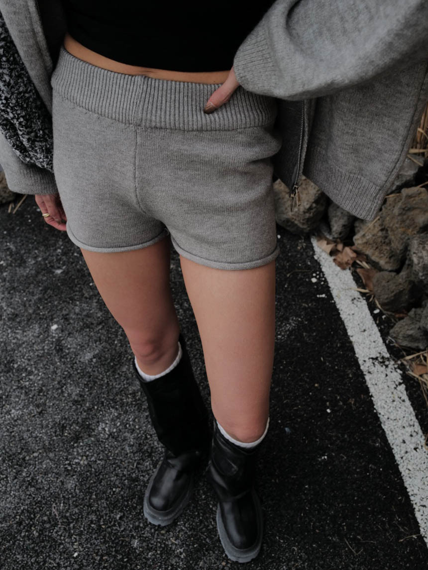 捲邊針織短褲*4色