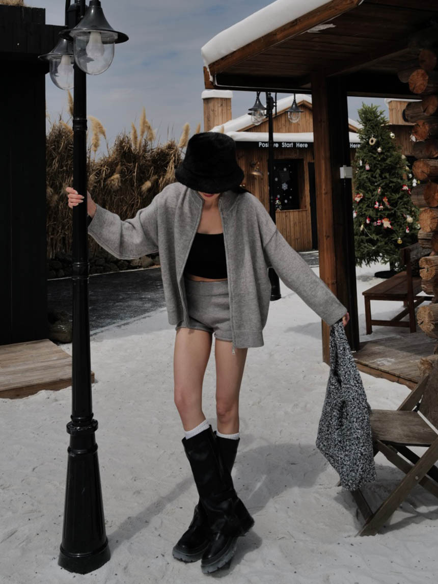 襪套感皮革直筒長靴