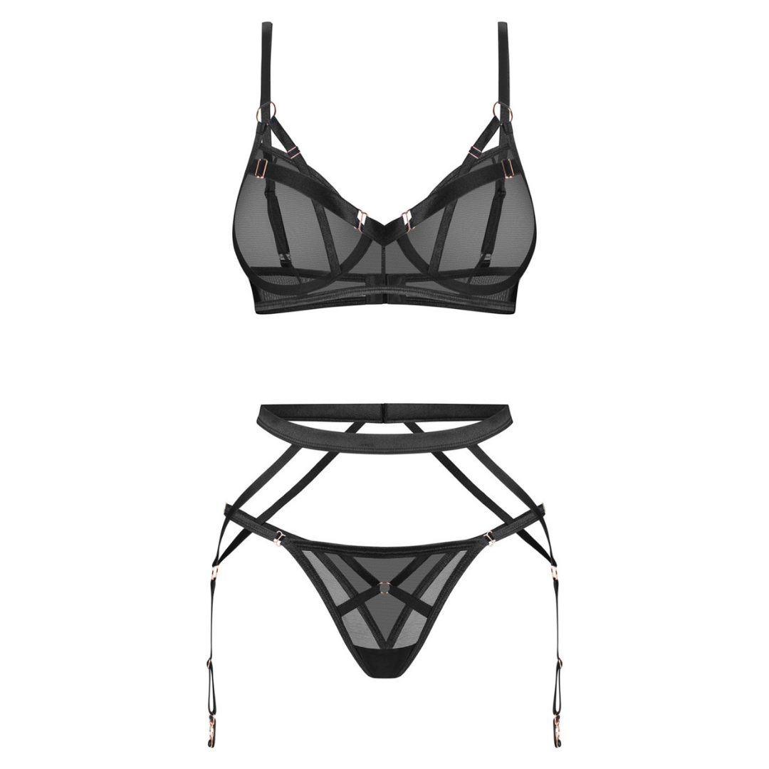 Obsessive - Euridia 極簡現代情趣內衣3件套裝 (XS/S/M/L/XL/XXL)