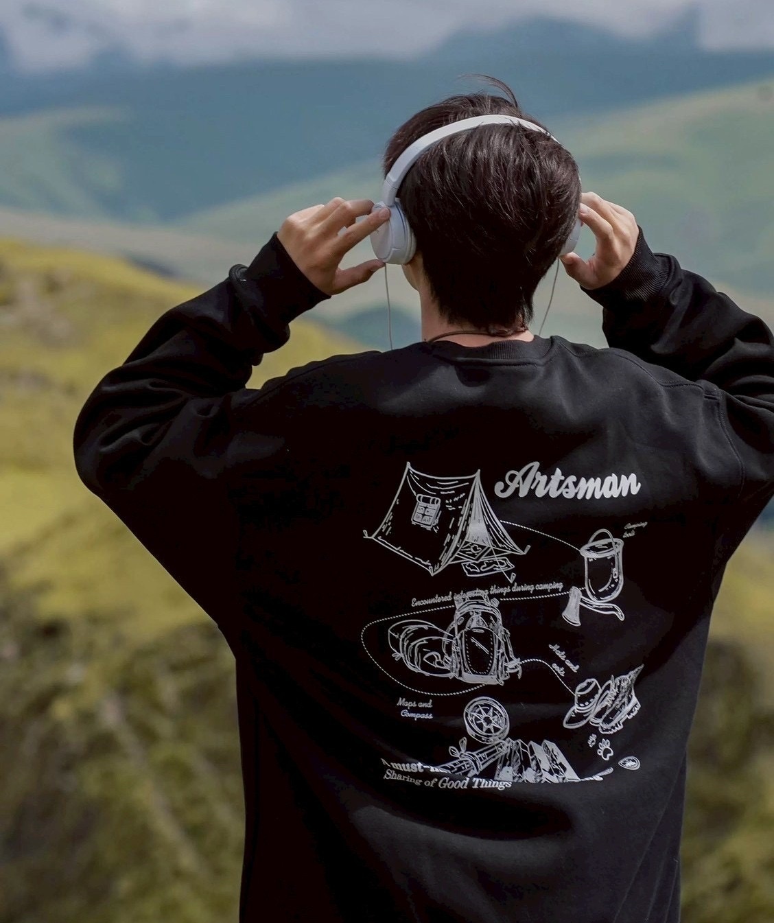 山系 露營 帳篷 長袖 牛奶絨 大學T