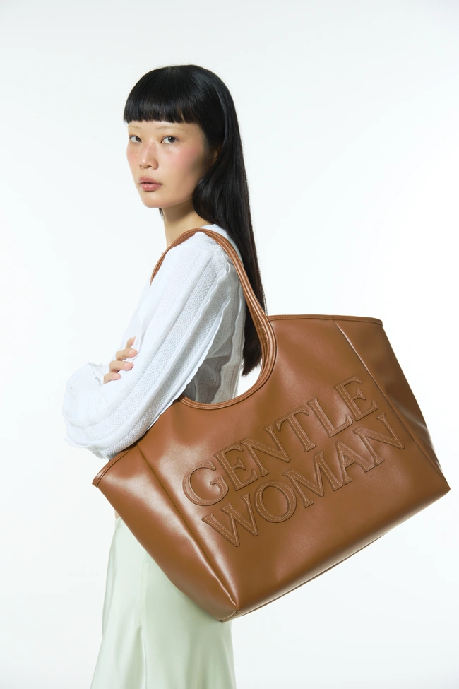 Gentle Woman Carryall PU Tote(Light Brown)