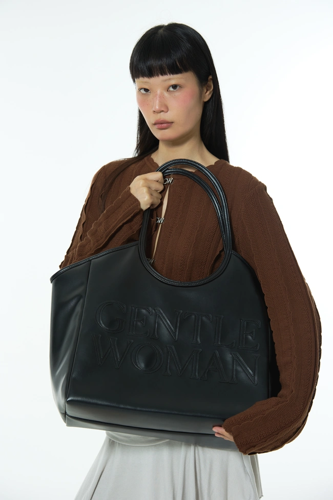 Gentle Woman Carryall PU Tote(Black)