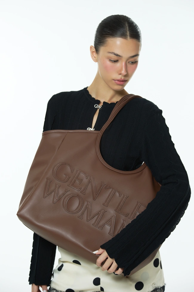 Gentle Woman Carryall PU Tote(Dark Brown)