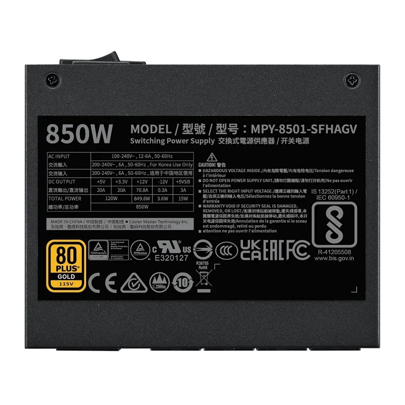 米特3C數位–酷碼 V SFX Gold 850W ATX3.1 電源供應器/MPY-8501-SFHAGV-3ETW