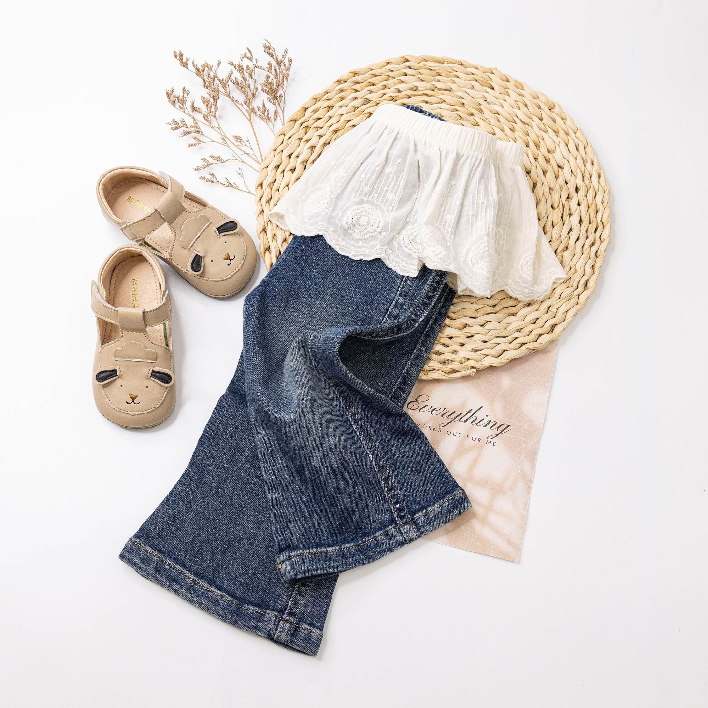 【H55567】多層次穿搭牛仔褲(裙擺可拆)