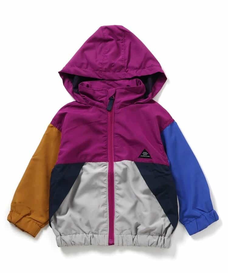 日本 BREEZE 防潑水 連帽可收納 網眼風衣外套 (彩虹撞色、160) R402015