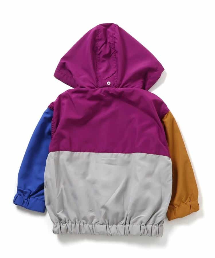 日本 BREEZE 防潑水 連帽可收納 網眼風衣外套 (彩虹撞色、160) R402015