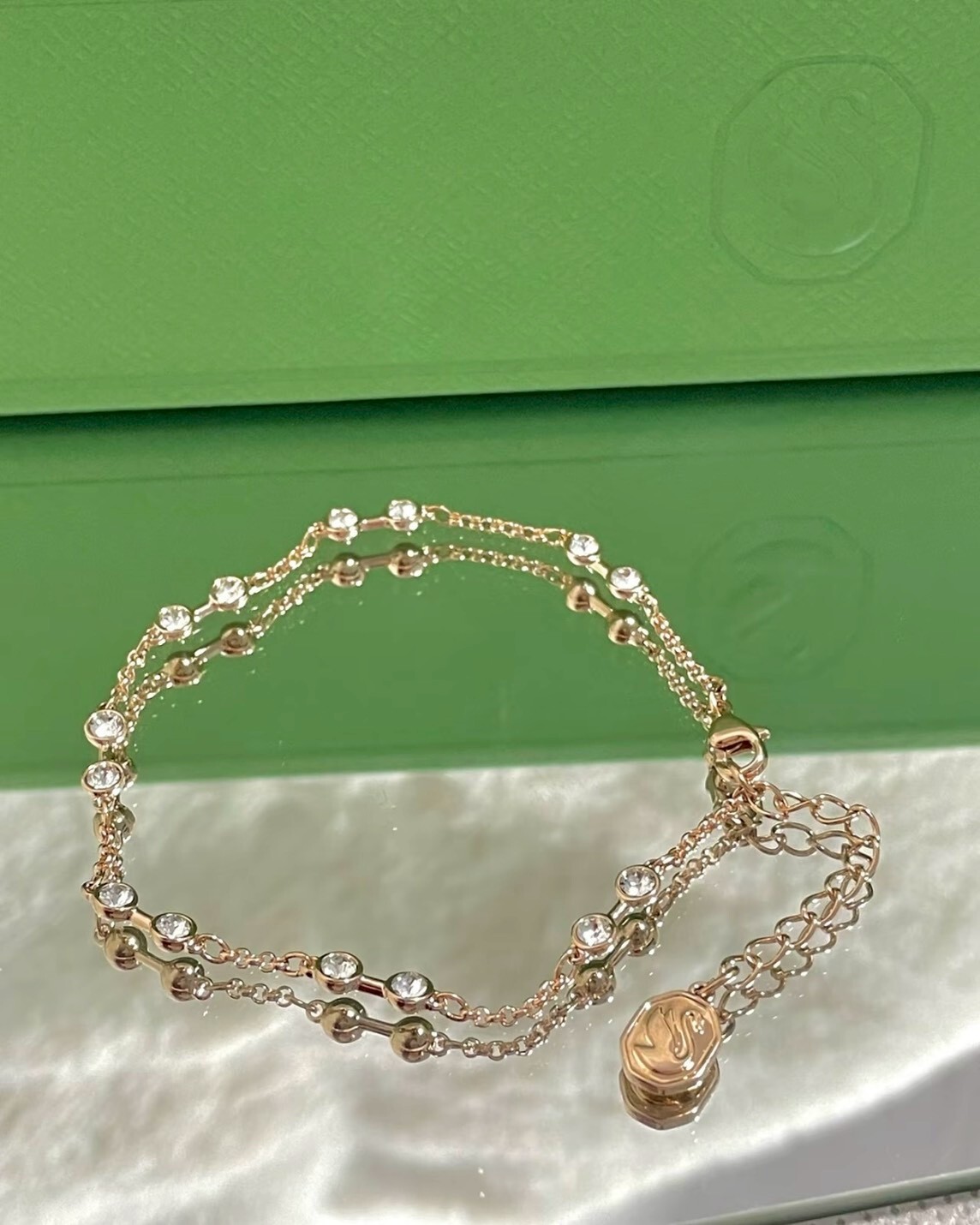 SWAROVSKI 施華洛世奇 Remix Collection 水晶手鍊 圓形切割 玫瑰金色 銀色