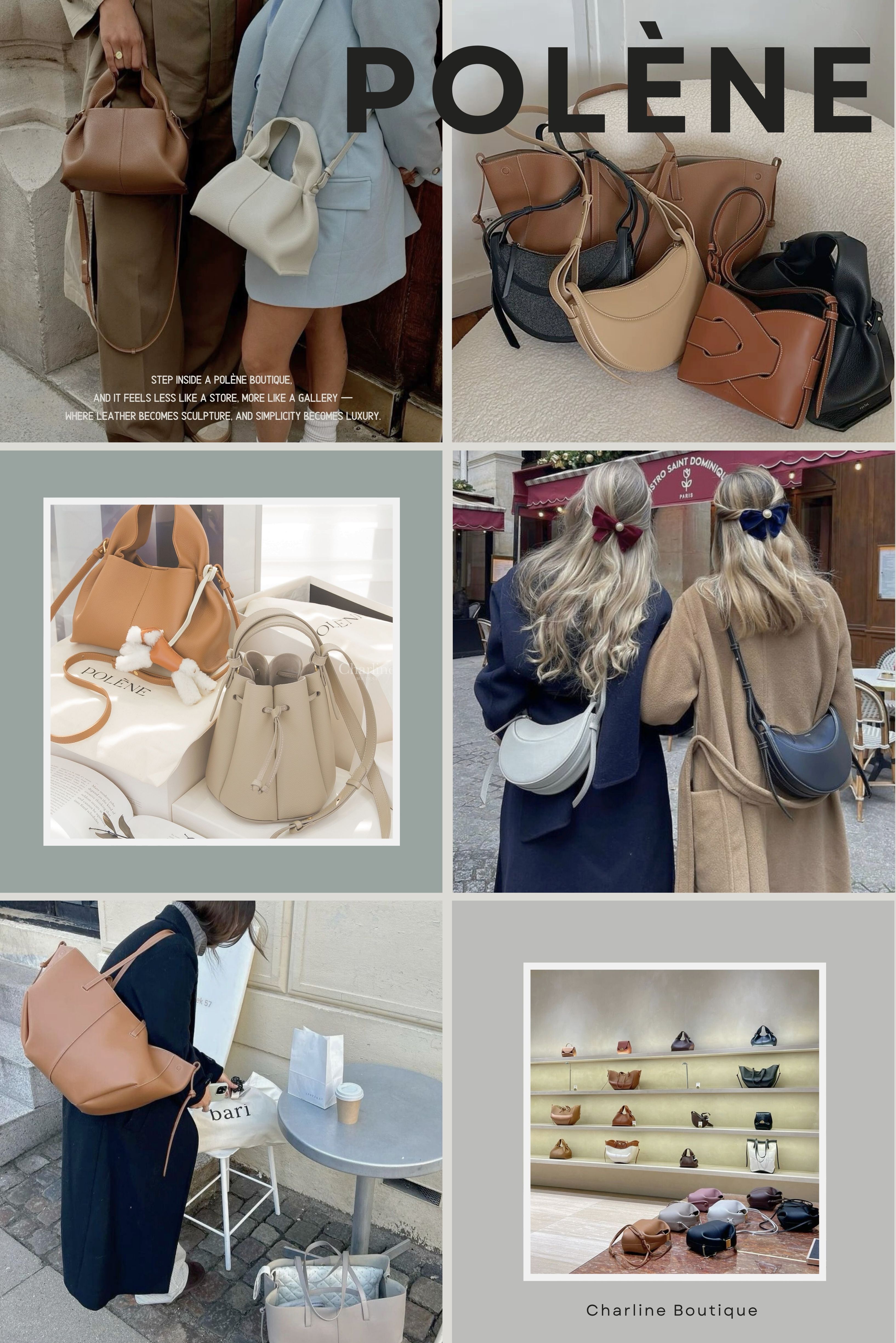 Polène 全球購買通路整理:  全球八大實體店面介紹  🇫🇷 Paris, Richelieu  📍 地址:69 Rue de Richelieu, 75002 Paris  ✨ 特色:這是品牌的第一家旗艦店,也是 Polène 的靈魂據點。以米色石材與柔光燈帶打造出宛如藝廊的空間,每一個包都像雕塑般陳列,展現品牌「簡約即是藝術」的精神。    🇫🇷 Paris, Le Bon Marché(巴黎百貨專櫃)  📍 地址:24 Rue de Sèvres, 75007 Paris(Le Bon Marché 百貨內)  ✨ 特色:Polène 在巴黎最具代表性的高端百貨中設櫃,方便旅客在購物行程中順道選購。專櫃設計延續品牌的米白與金屬線條,空間雖小卻精緻。    🇫🇷 Paris, Champs Elysées(香榭麗舍大道店)  📍 地址:84 Avenue des Champs Élysées, 75008 Paris  ✨ 特色:最新開幕的巴黎旗艦之一,以拱形玻璃結構與柔光展示打造沉靜氛圍,陳列完整系列與限定色。這裡常舉辦品牌期間限定活動,也是旅客拍照打卡熱門地。    🇺🇸 New York(紐約 SoHo 店)  📍 地址:487 Broadway, New York, NY 10013  ✨ 特色:品牌首間海外旗艦店,以白色大理石與木質調空間打造出現代法式風格。牆面以弧形展示櫃呈現包款線條,是美國時尚圈話題地點。    🇬🇧 London(倫敦 Regent Street 店)  📍 地址:74–76 Regent Street, London W1B 5RL  ✨ 特色:2024 年底新開幕的倫敦旗艦店,以霧面石灰岩與弧形空間結合柔光設計,完美呈現英式沉穩與法式柔美的融合。    🇩🇪 Hamburg(德國漢堡店)  📍 地址:Grosse Bleichen 31, 20354 Hamburg  ✨ 特色:品牌首間德國門市,延續一貫法式簡約風格,空間明亮開闊,強調自然材質與手工質感。店內設有展示皮革工藝區,可近距離欣賞西班牙工坊製程細節。    🇰🇷 Séoul(首爾 Garosugil 店)  📍 地址:22 Garosugil, Gangnam-gu, Seoul  ✨ 特色:以「波浪形石牆」與拱形玻璃外觀打造,結合自然光與石灰質地,外牆的弧線設計搭配自然光影,非常適合街拍,是韓國當地時尚網紅熱愛的打卡地。    🇯🇵 Tokyo(東京 南青山店)  📍 地址:東京都港區南青山 5-3-18  ✨ 特色:亞洲首家旗艦店,設計靈感源於巴黎建築線條,搭配日式木質元素,展現低調卻高雅的調性。地點鄰近表參道,可安排在購物行程中順道造訪。