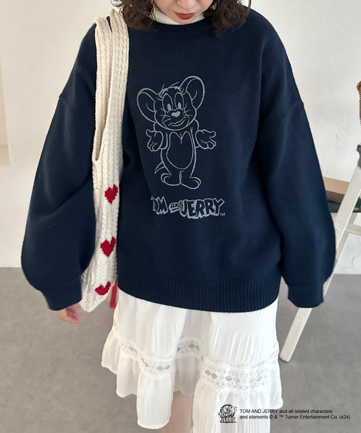 <日本限定><11/8收單>TOM & JERRY 湯姆貓與傑利鼠 針織毛衣 圓領 長袖 落肩 共兩款