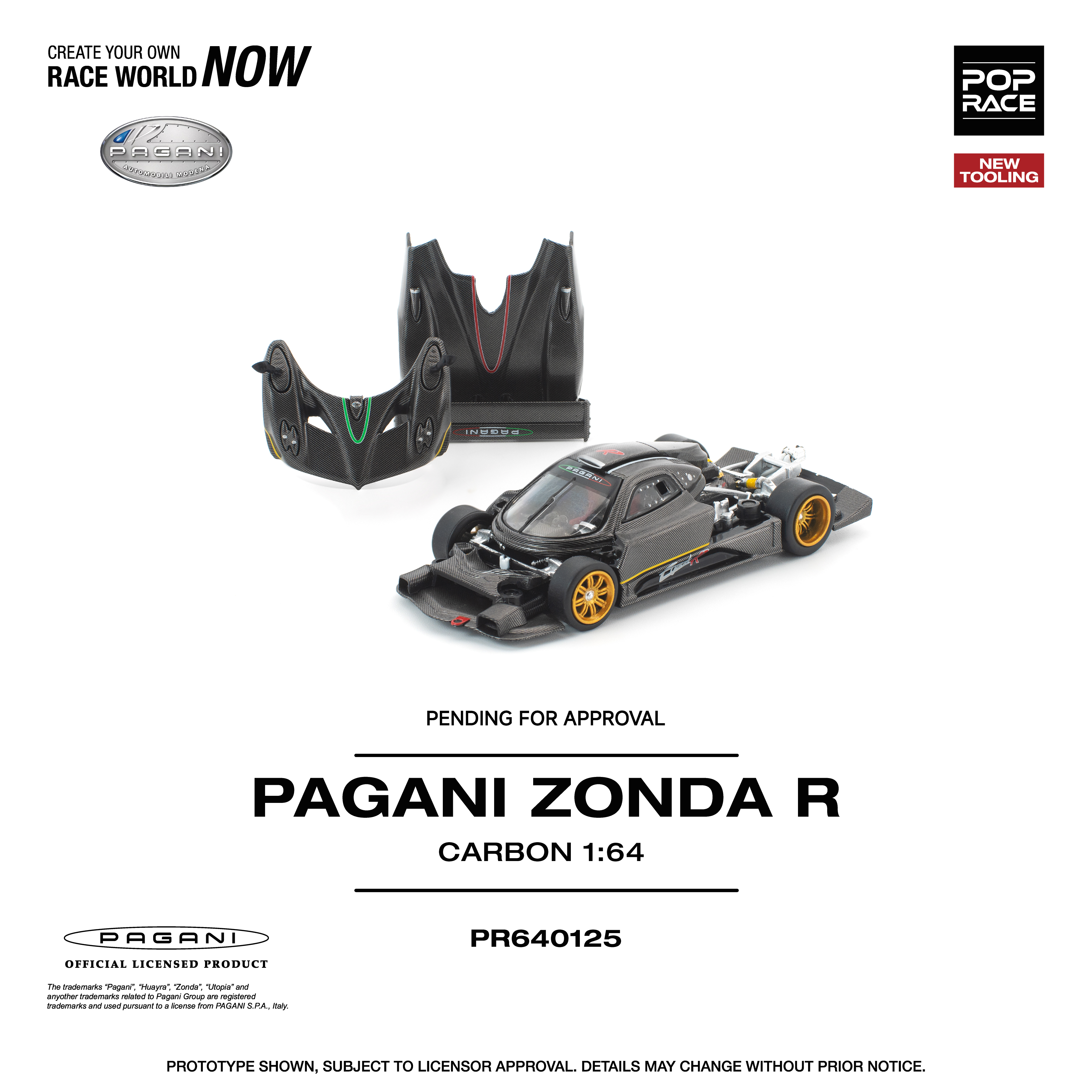 PO-$133 * POP RACE * 1:64 PAGANI ZONDA R CARBON