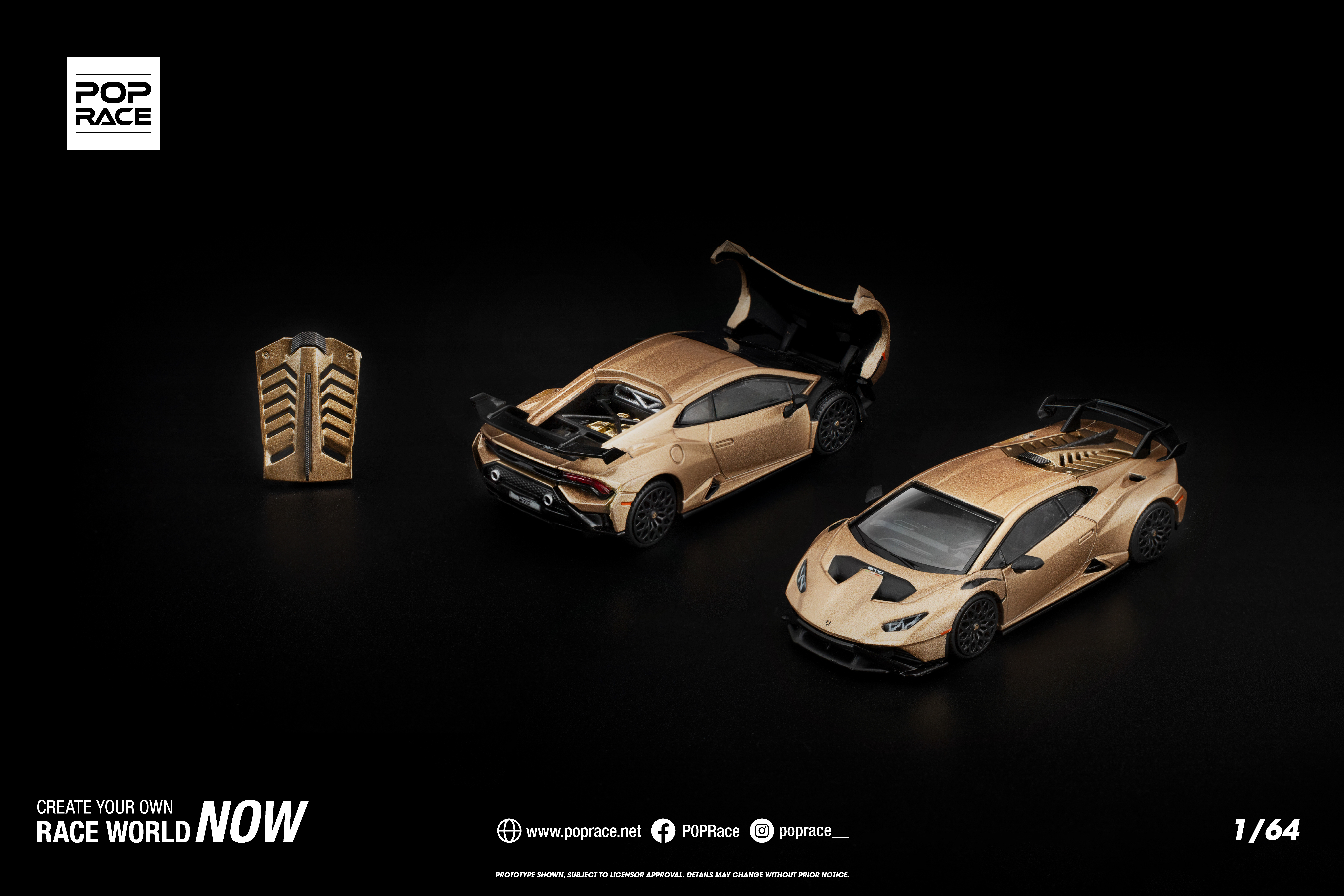 PO-$115 * POP RACE * 1:64 LAMBORGHINI HURACAN STO MATTE GOLD