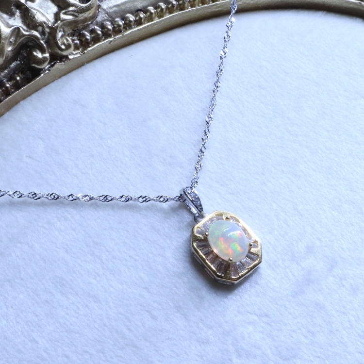 【輕珠寶・限定孤品】金銀雙色 歐泊 純銀項鍊