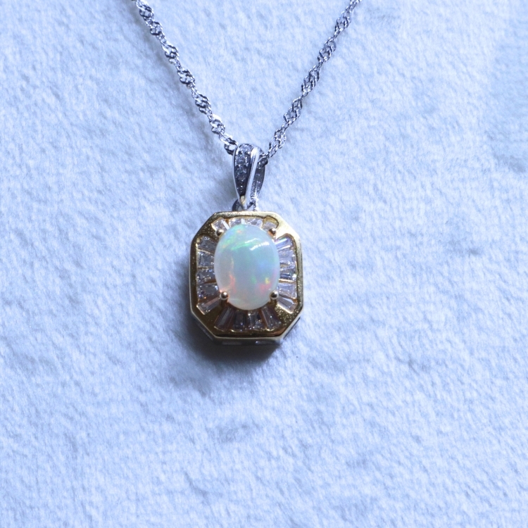 【輕珠寶・限定孤品】金銀雙色 歐泊 純銀項鍊