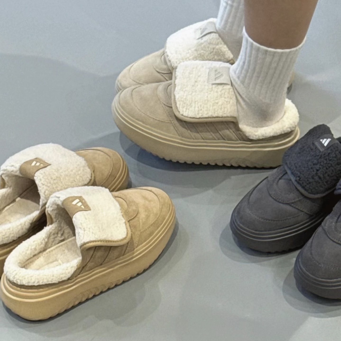 ADIDAS GRAND COURT MULE 毛毛拖鞋 翻蓋鞋舌 休閒鞋 穆勒鞋 愛迪達 JS4997/JS4998/JS4999