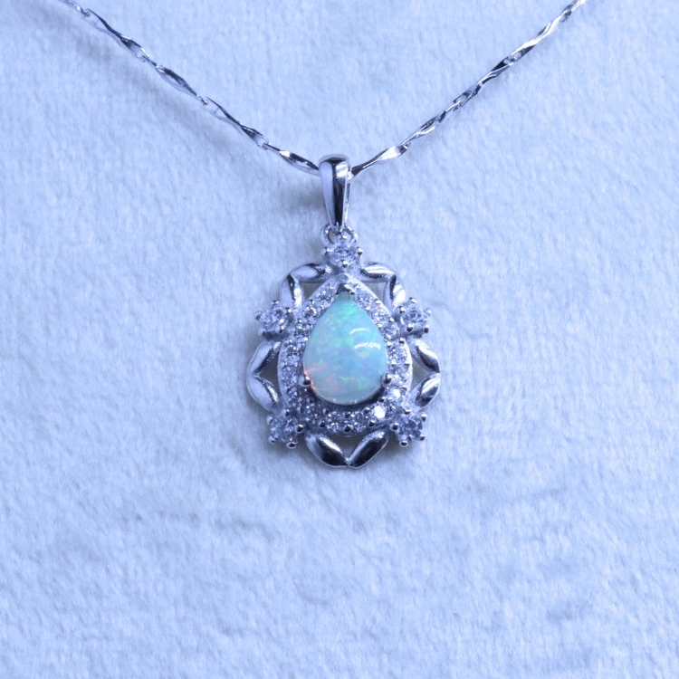 【輕珠寶・限定孤品】緞帶禮花歐泊 純銀項鍊