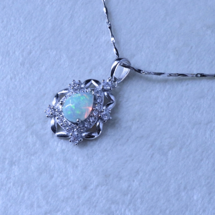 【輕珠寶・限定孤品】緞帶禮花歐泊 純銀項鍊