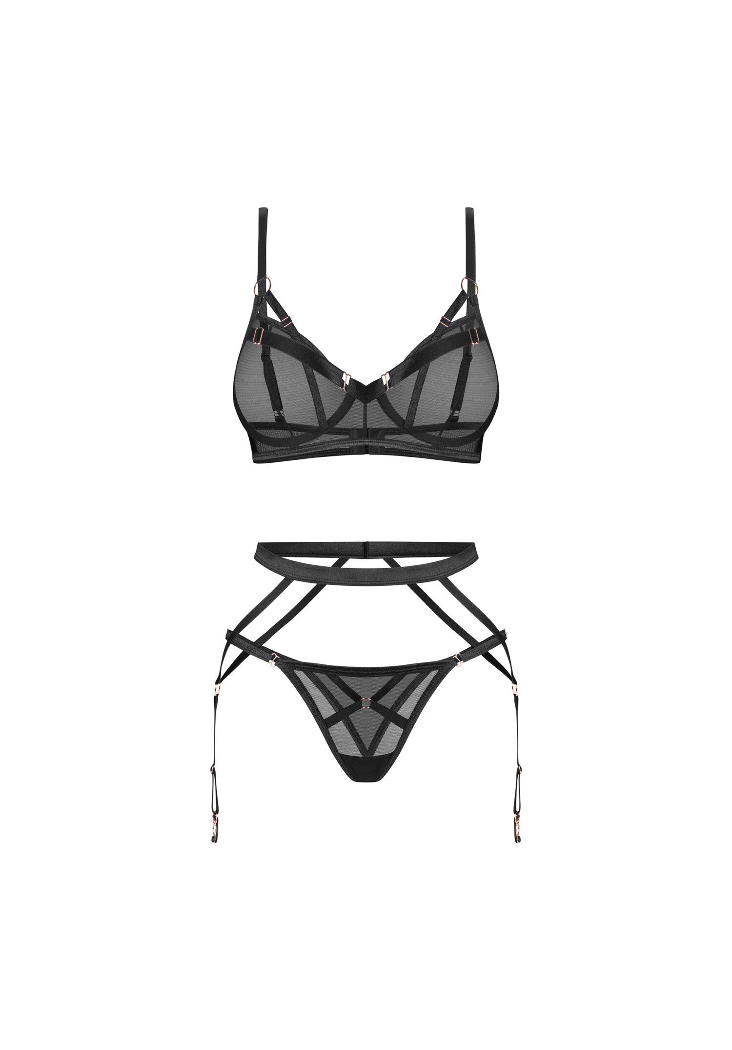 Obsessive - Euridia 極簡現代情趣內衣3件套裝 (XS/S/M/L/XL/XXL)