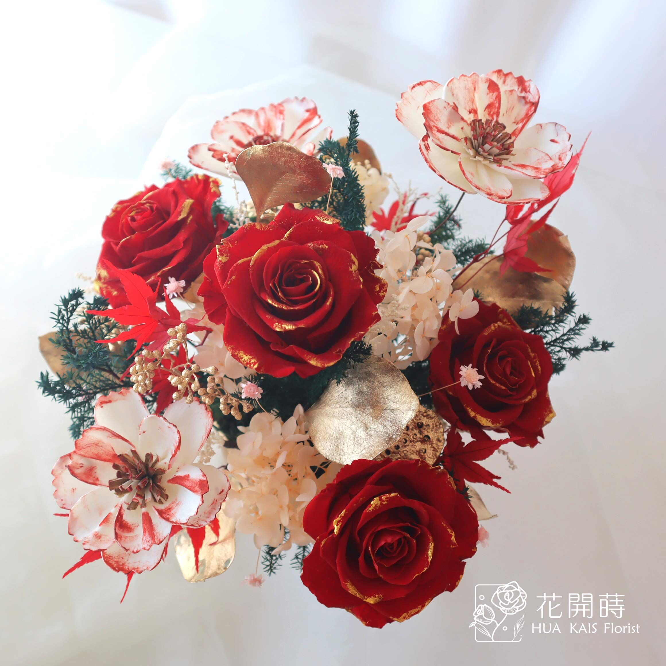 永生桌花|鴻運當頭L|永生桌花|開幕賀禮|入厝新居|永生花盆花|喜氣桌花|過年桌花