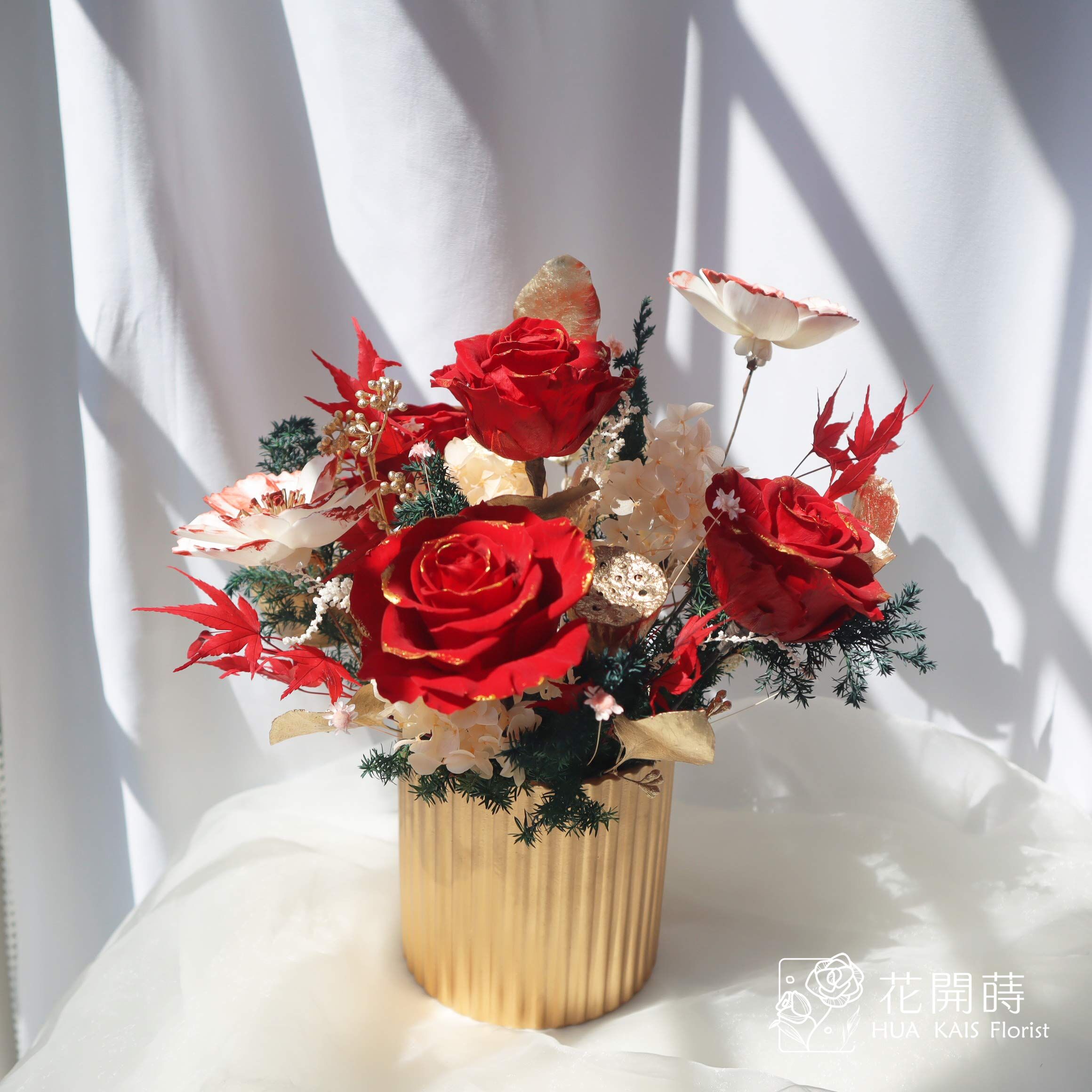 永生桌花|鴻運當頭L|永生桌花|開幕賀禮|入厝新居|永生花盆花|喜氣桌花|過年桌花