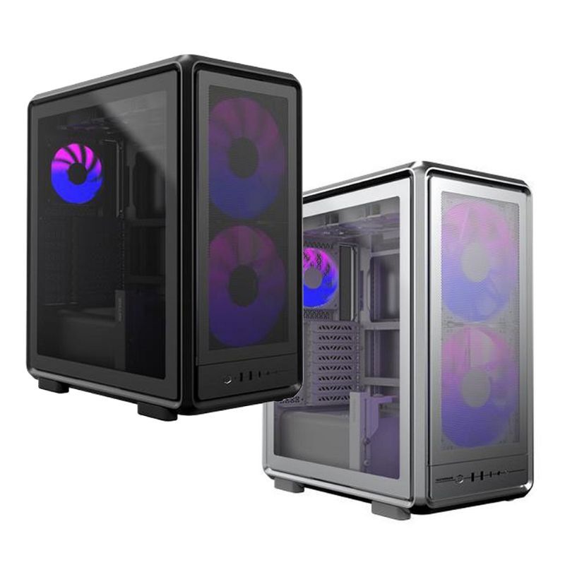 米特3C數位–酷碼 MasterFrame 500 Mesh ARGB 鋼化玻璃側板電腦機殼 黑色/銀色