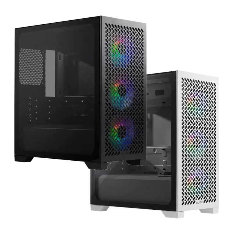 米特3C數位–Cooler Master 酷碼 Elite 302 ARGB強化玻璃側板電腦機殼 黑色/白色