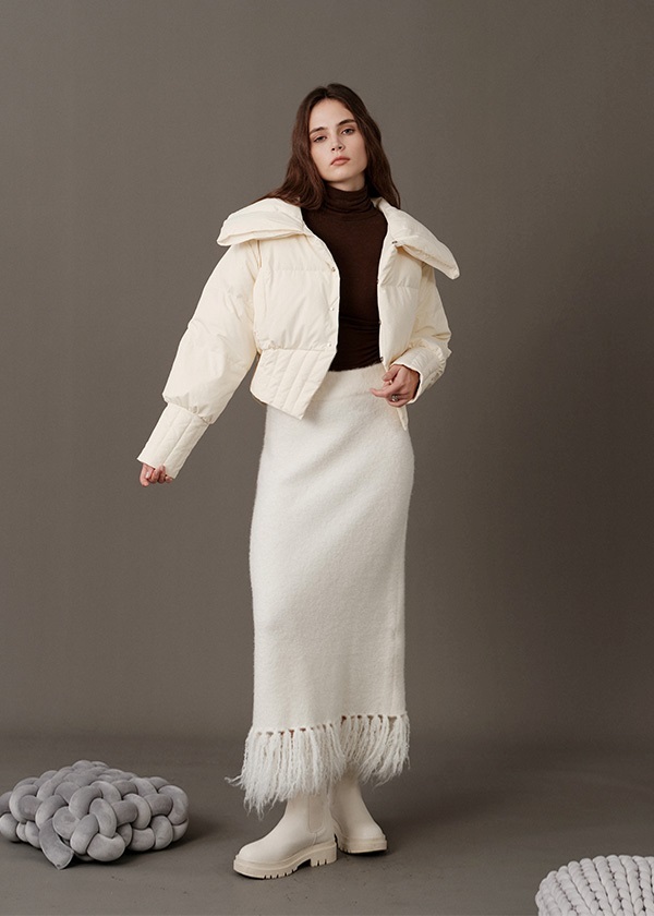 方領文藝設計羽絨外套