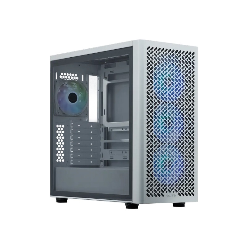 米特3C數位–Cooler Master 酷碼 Elite 502 ARGB強化玻璃側板電腦機殼 黑色/白色