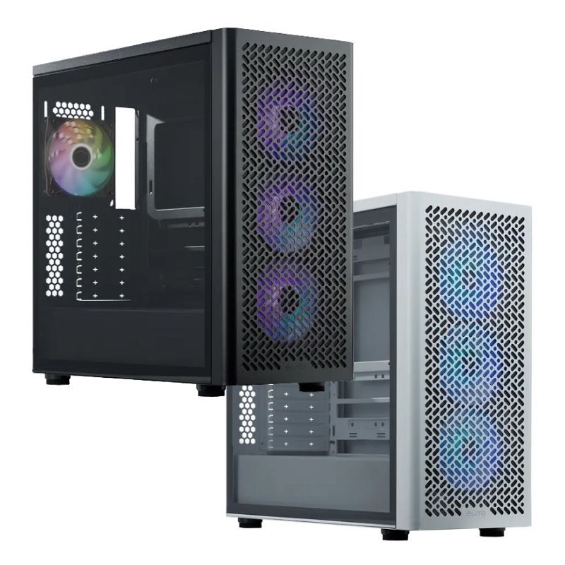 米特3C數位–Cooler Master 酷碼 Elite 502 ARGB強化玻璃側板電腦機殼 黑色/白色
