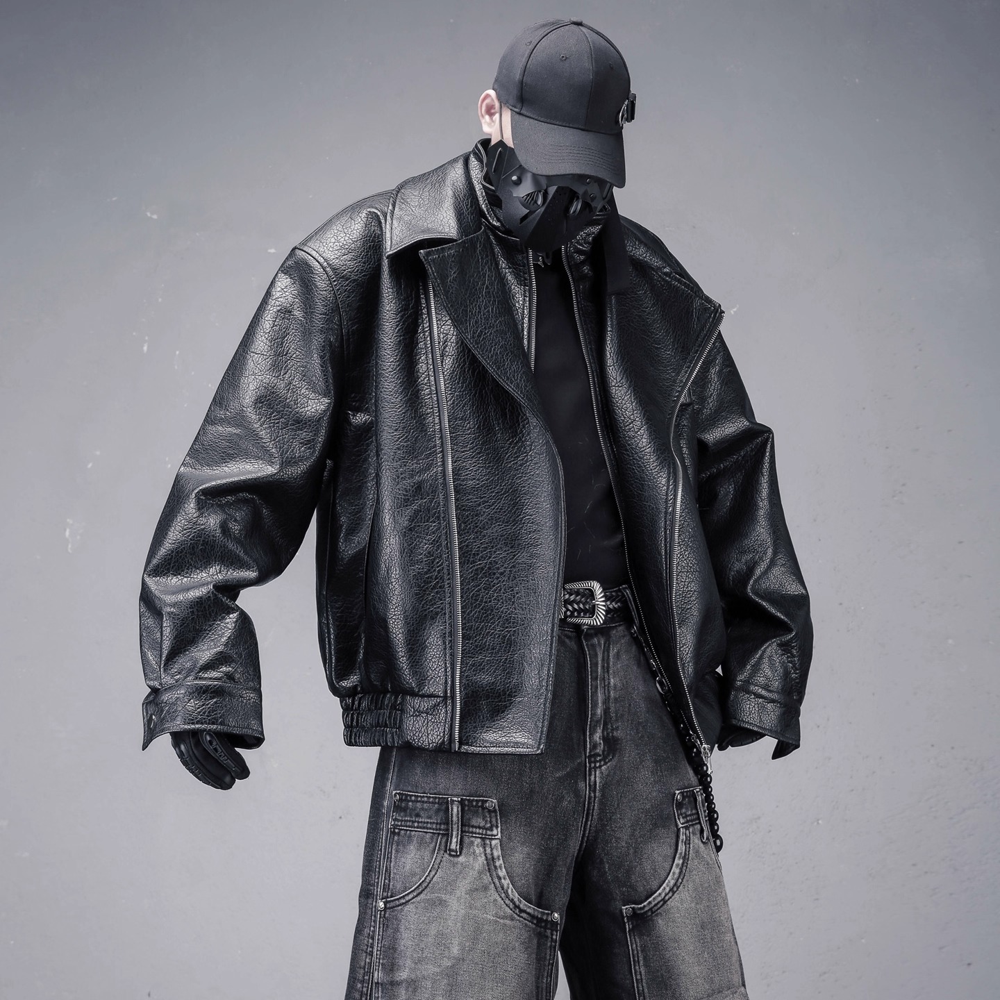 𝙏𝙀𝘾𝙃𝙒𝙀𝘼𝙍 機車翻領寬版騎行皮衣外套