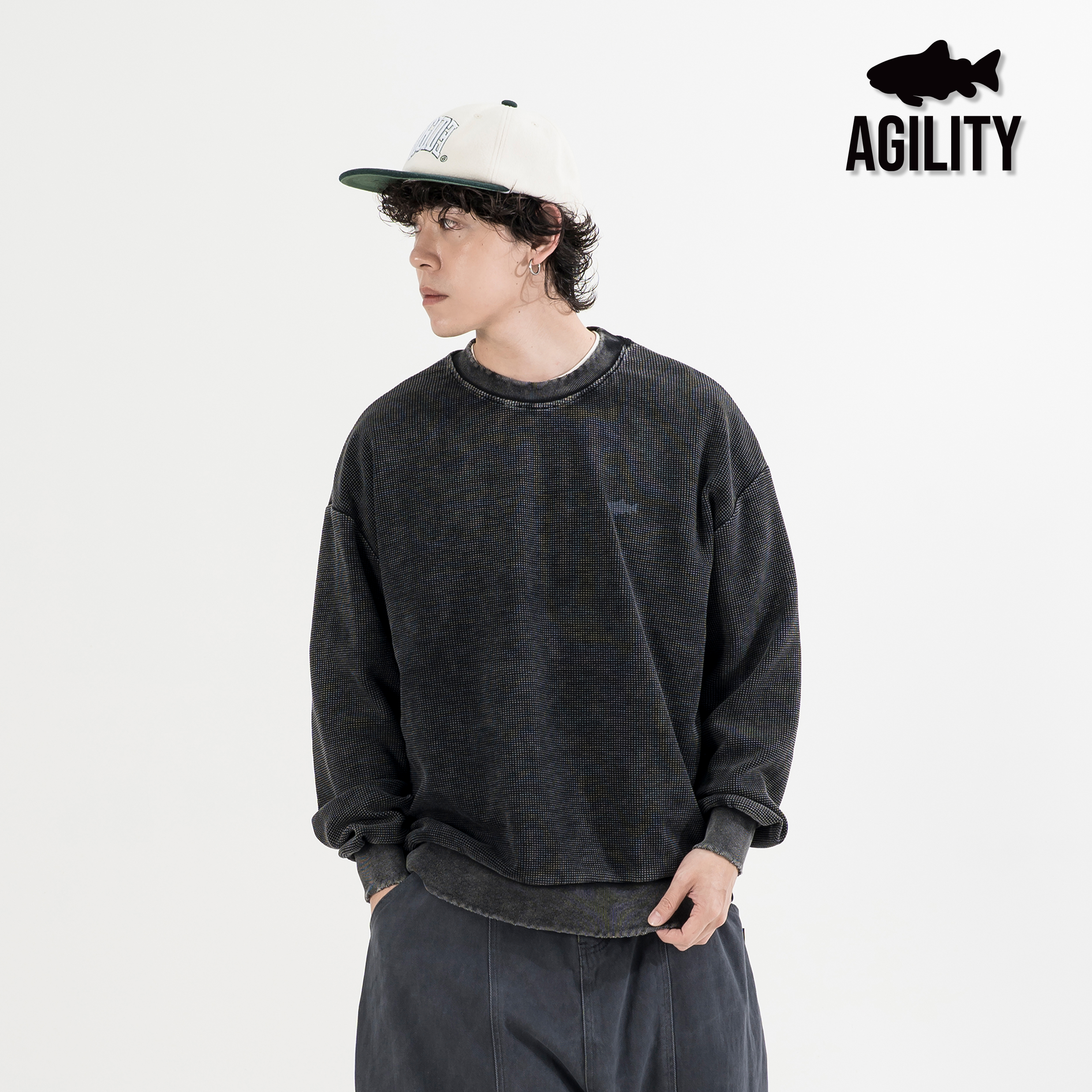 AGILITY Washed Waffle LS Tee / Shadow 水洗華夫格 魚影 長袖Tee [WF88]