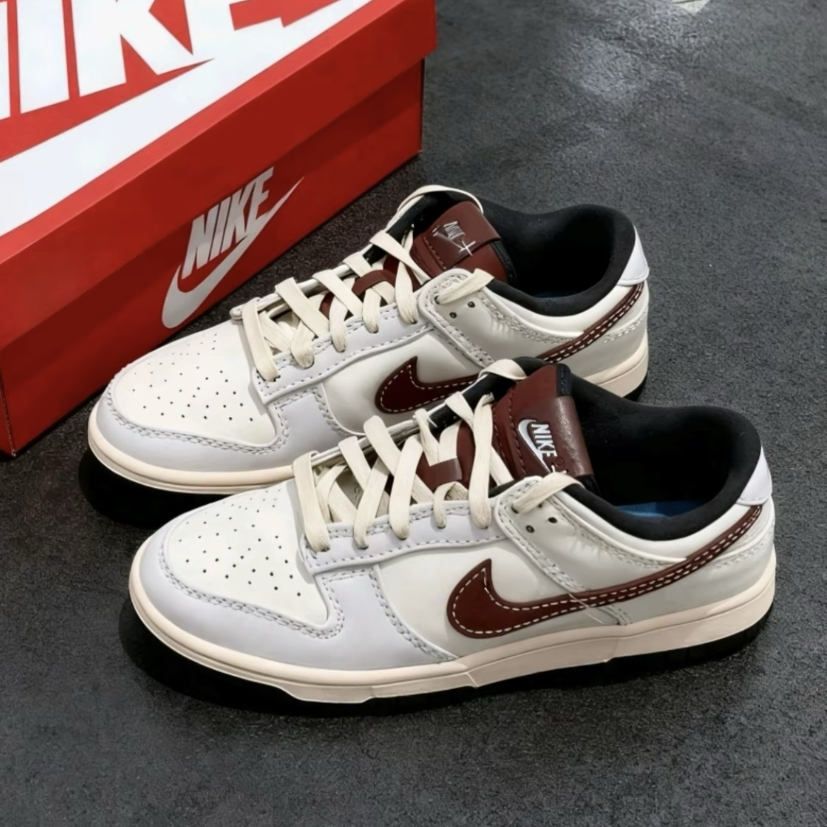 Nike Dunk Low "Soft Pearl" 灰白 紅棕 酒紅 復古 皮革 低筒休閒鞋 男鞋