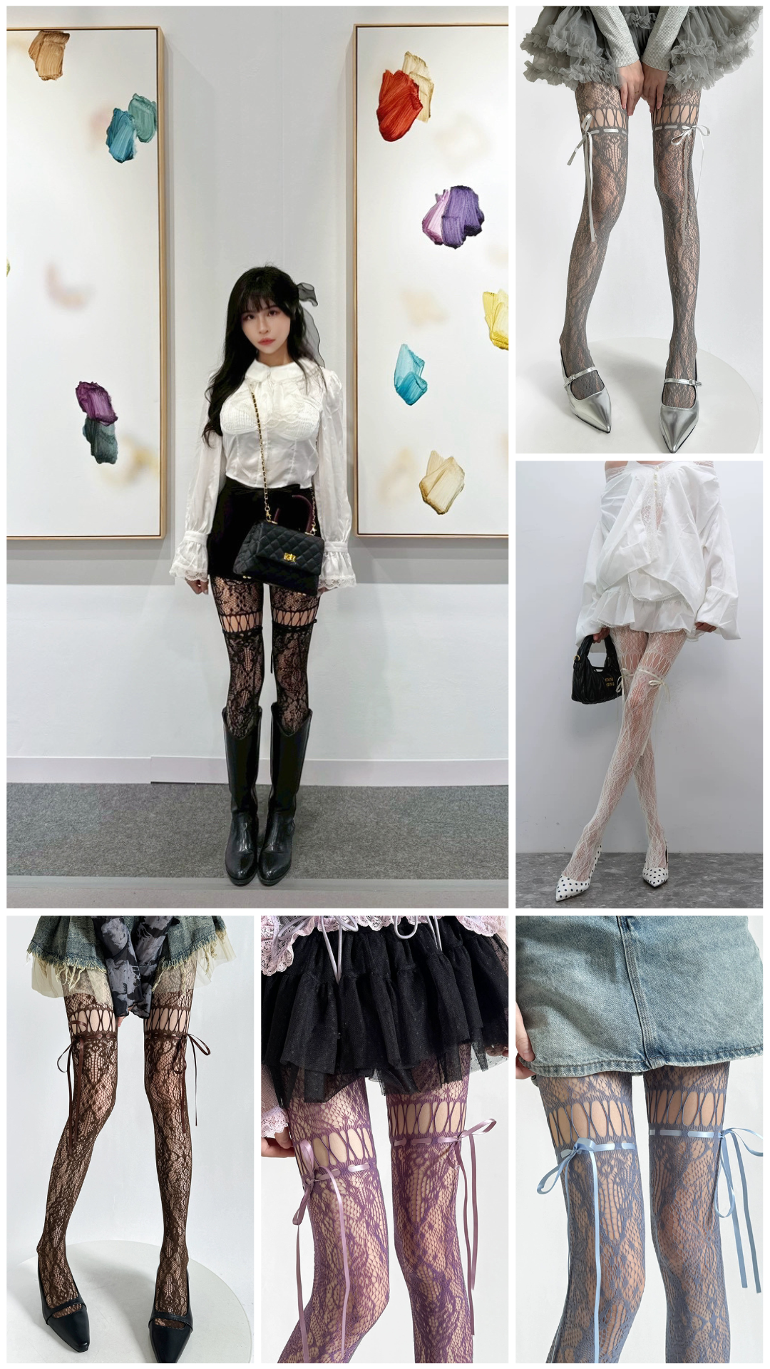 蕾絲鏤空菱格綁帶褲網襪