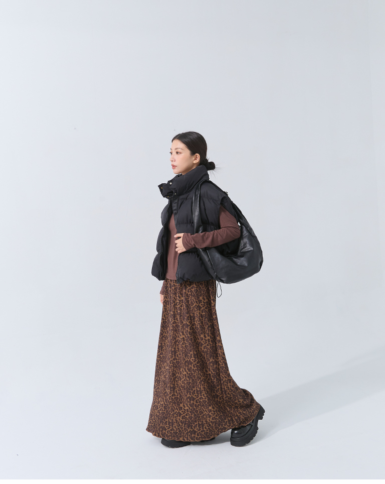 Leopard print pleated maxi skirt S/M【03021669】in stock+pre-order