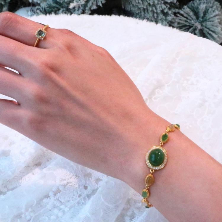 【輕珠寶・限定孤品】貴氣逼人 多寶和田玉 純銀手鏈