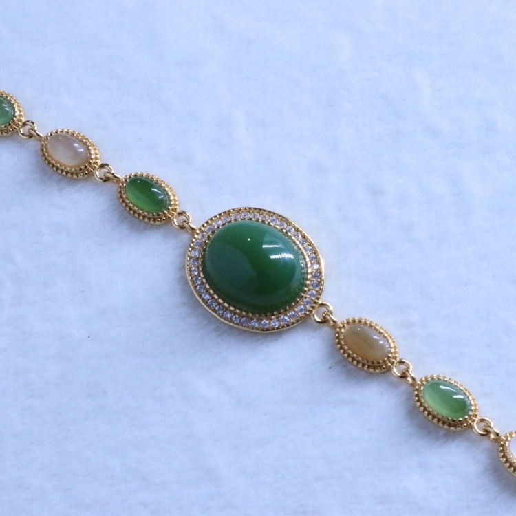 【輕珠寶・限定孤品】貴氣逼人 多寶和田玉 純銀手鏈