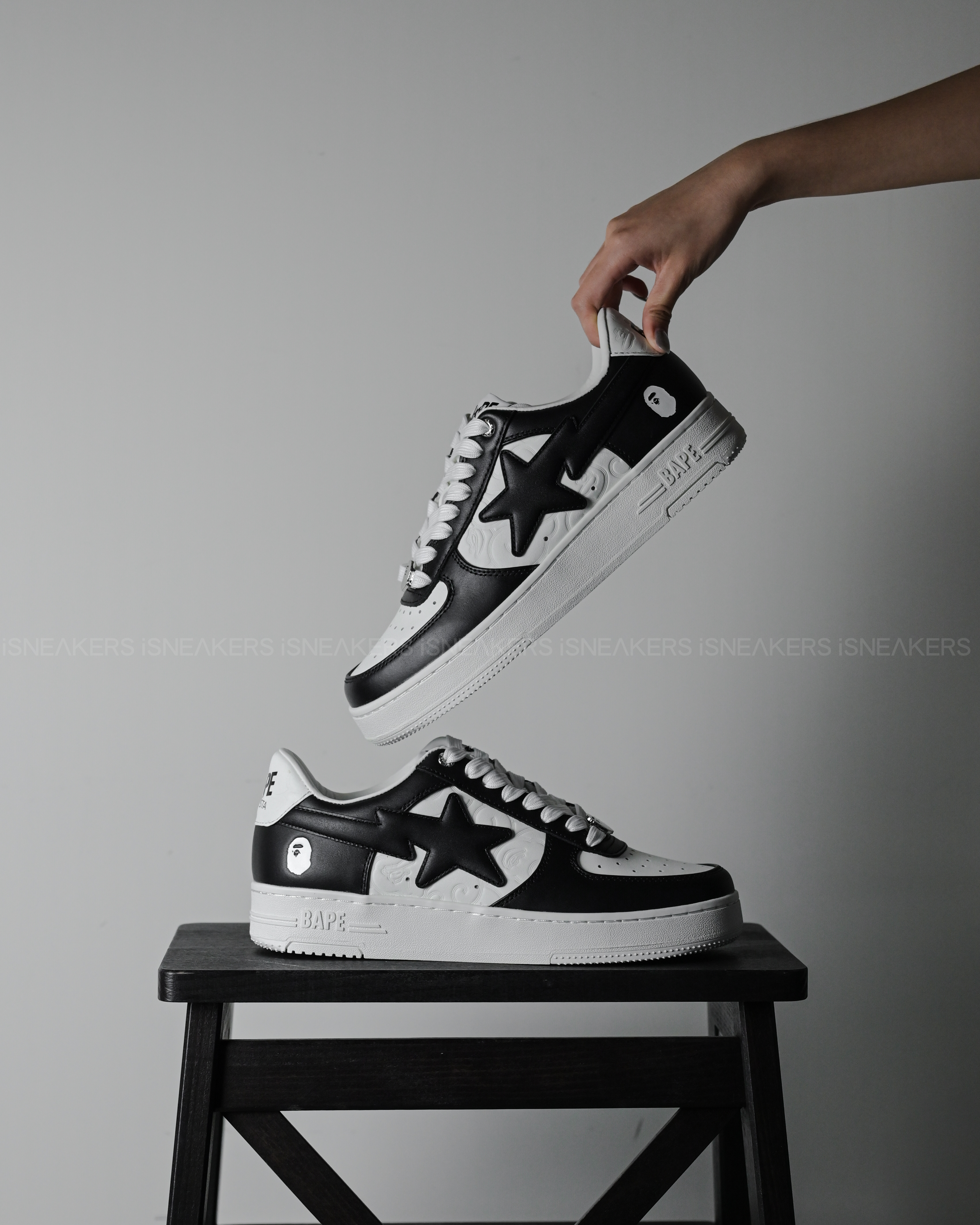 iSNEAKERS｜Bape Sta OS #2 "White Black" 黑白 流星鞋 001FWK201314M 壓紋 001FWL301305M-BK