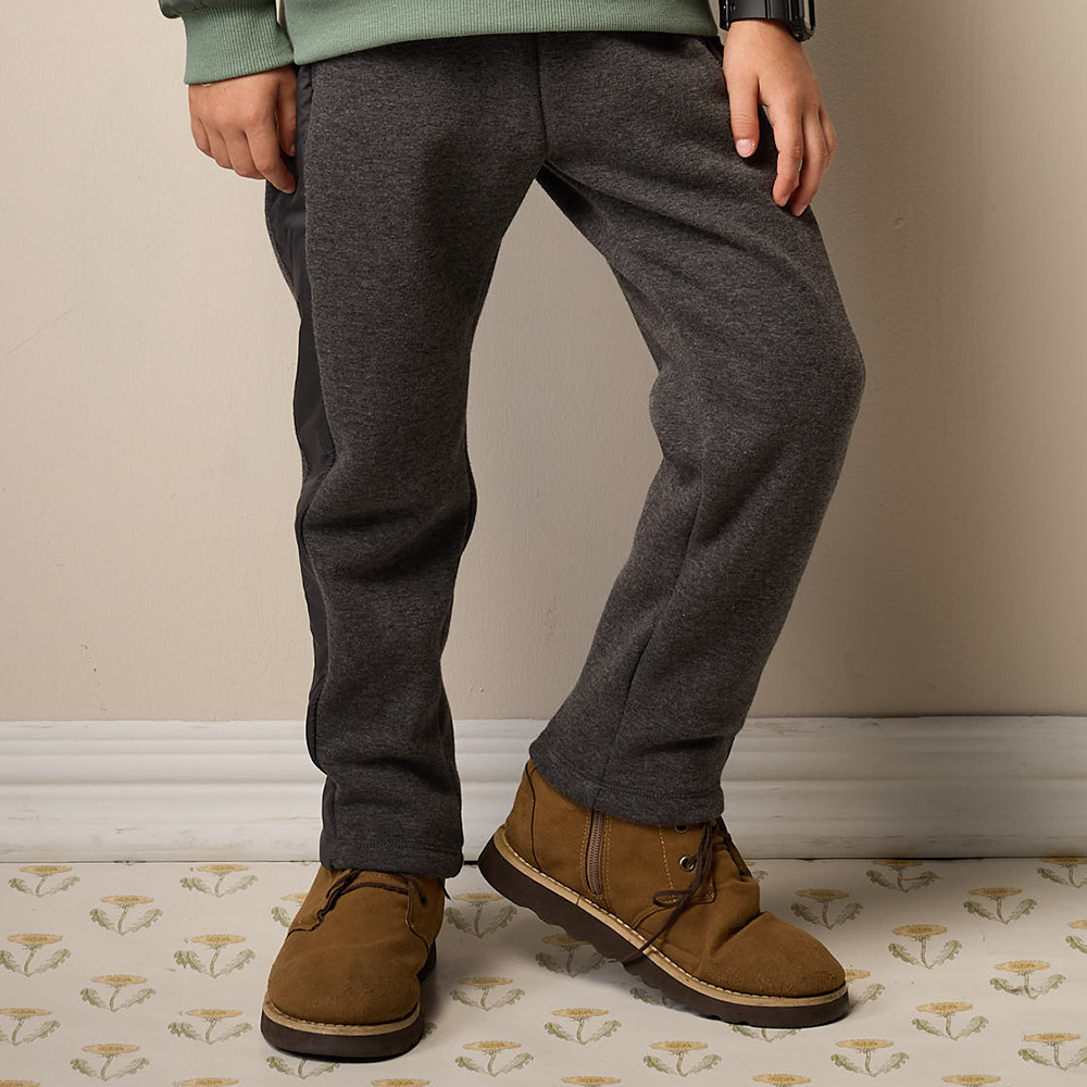 PIPPY 休閒剪接風衣布抽繩鬆緊長褲 灰