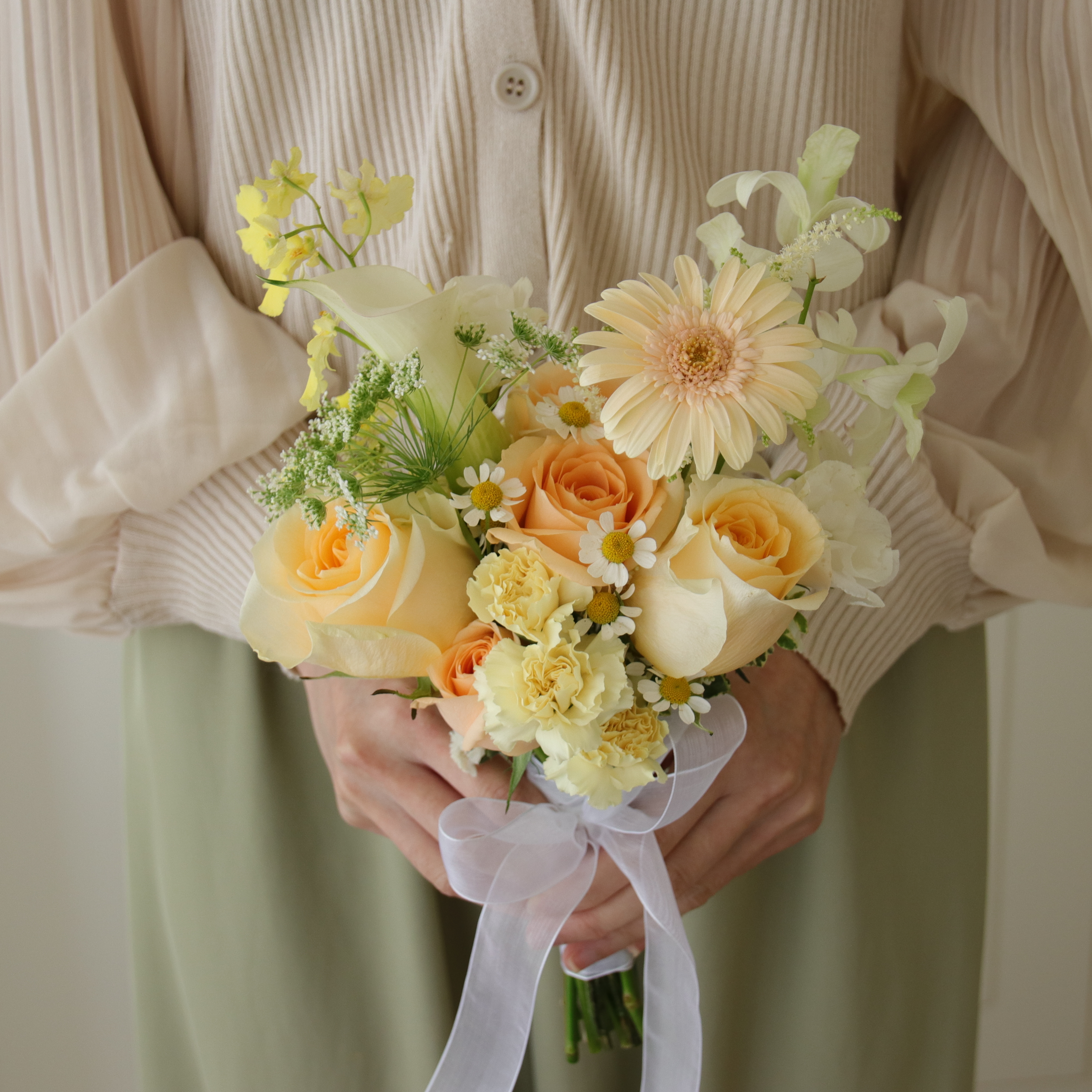 Wedding bouquet - 日光戀人 黃橘色系捧花  Size M