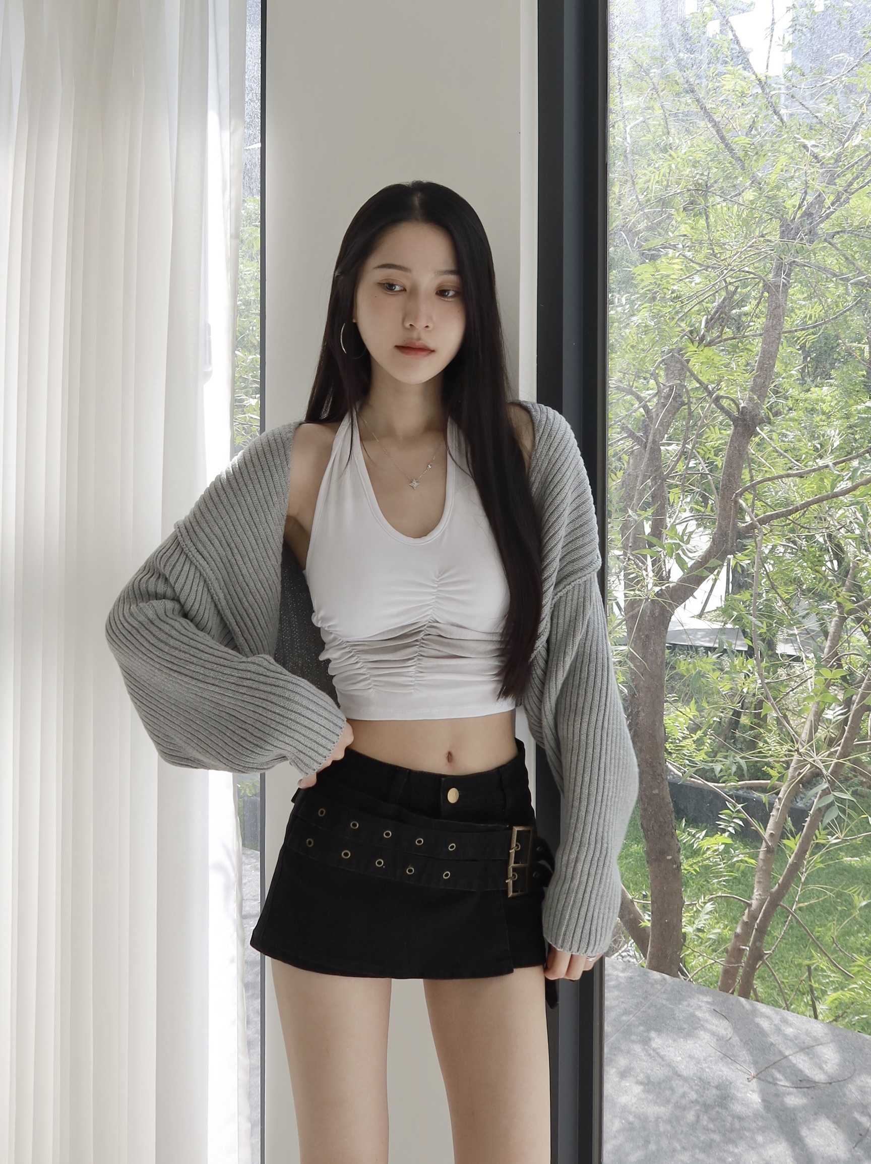 鬆弛感寬鬆針織罩衫