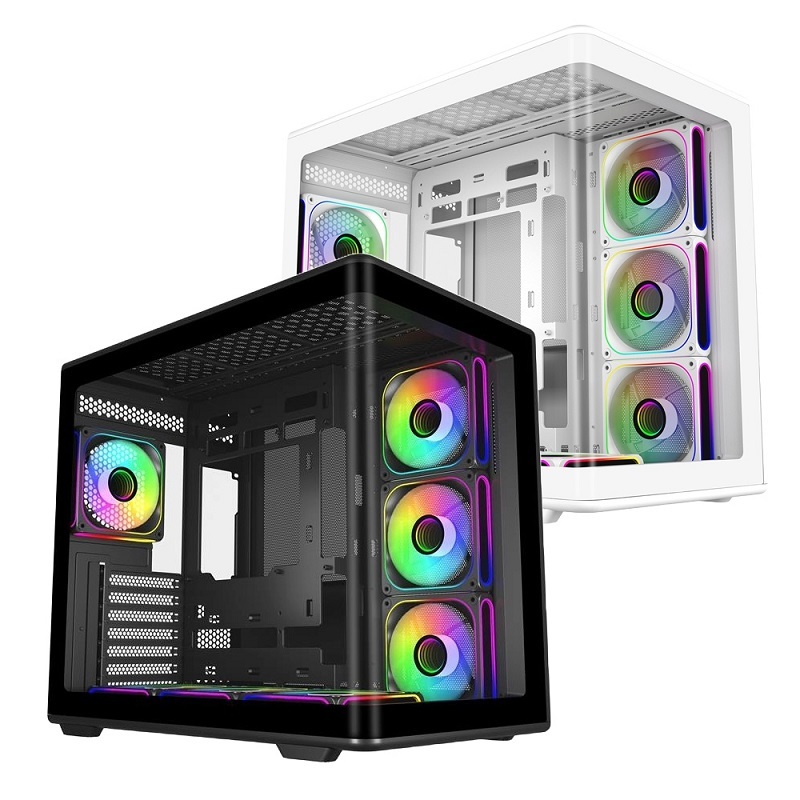 米特3C數位–CoolerMaster 酷碼 Elite 600 ARGB全景鋼化玻璃機殼 黑色/白色