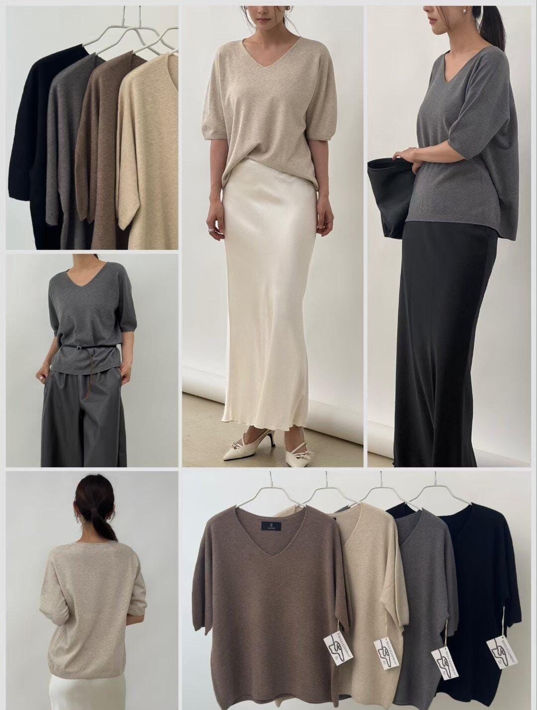 SA5102 V領寬鬆中袖羊毛上衣