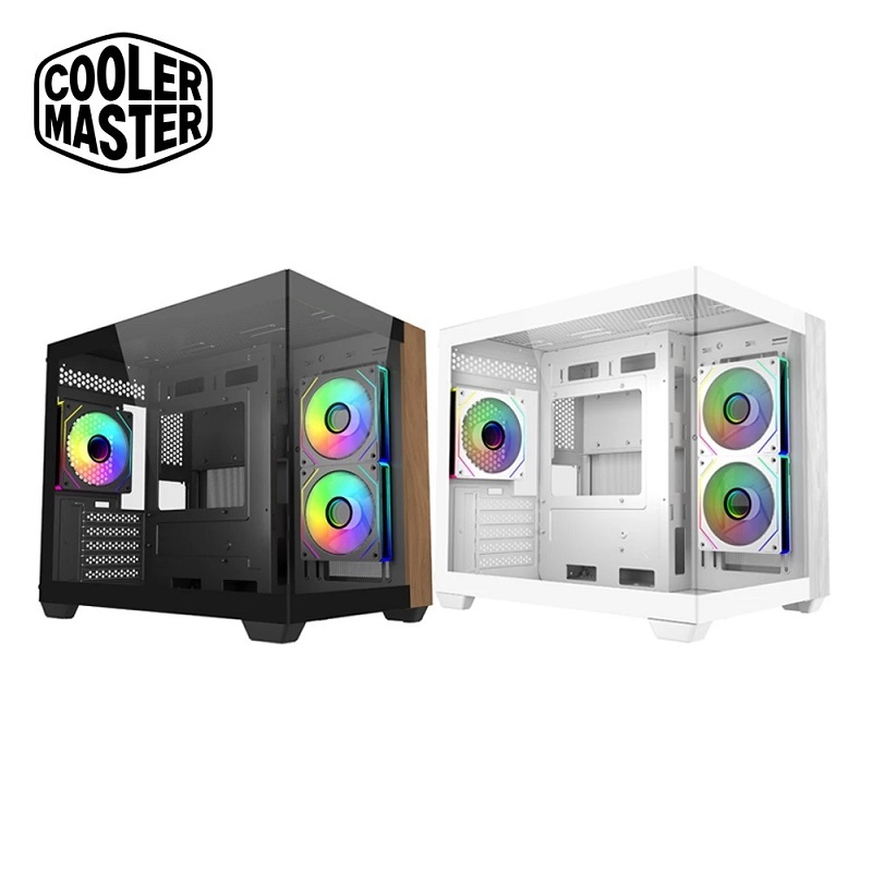 米特3C數位–CoolerMaster 酷碼 Elite 481 木質全景鋼玻版 ARGB電腦機殼 黑色/白色