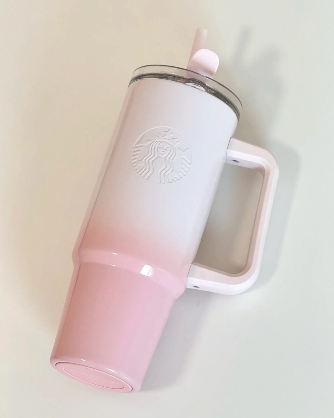 Starbucks 星巴克 多彩夏日系列 白粉漸層 大容量吸管杯 雙飲杯 環保杯 900ml