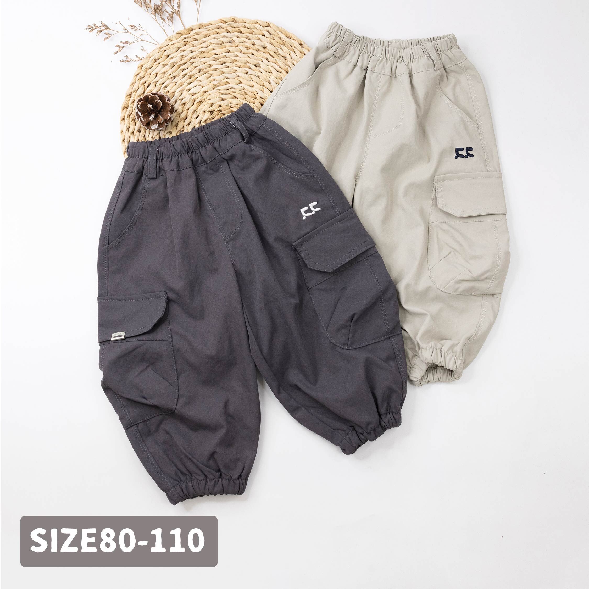 【H55524】潮流裝飾工裝縮口褲＊二色