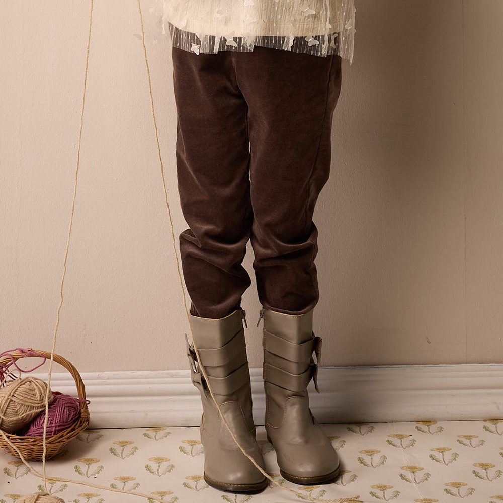 PIPPY 暖暖絨布鬆緊褲圍長褲 棕